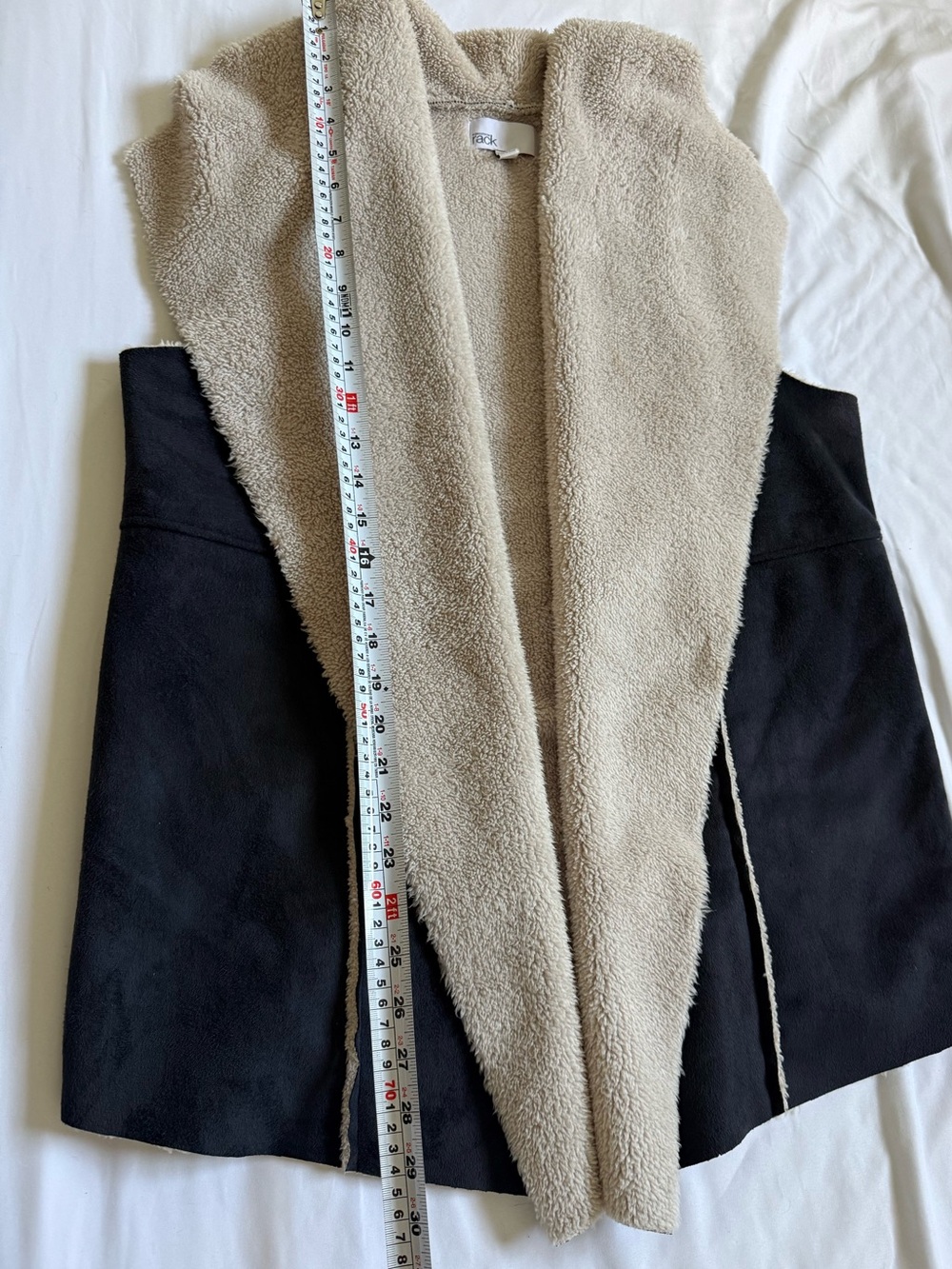 Susina Nordstrom Rack M Black Faux Suede Sherpa Draped Vest Boho - Picture 8 of 10